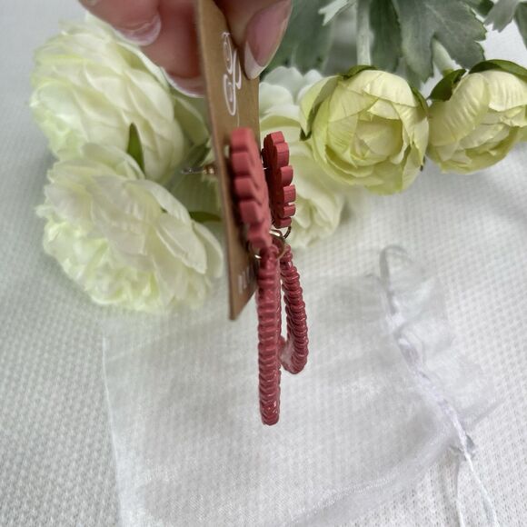 Plunder Design Earrings TEARDROP Women’s New Jewelry Pink Fashion Bohemian - Picture 3 of 4